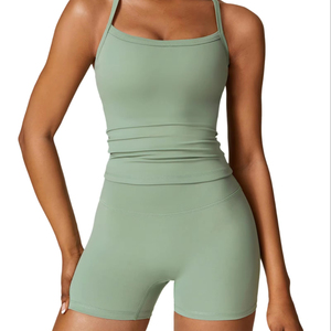 Two Piece Workout Sets For Women Tank Top Matching High Waist <b>Booty</b> Lifting Shorts Gym Yoga Active Wear Outfits - Product Image 1