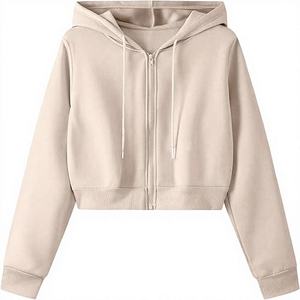 Sudadera con Capucha y Cierre de Cremallera, Color Sólido, Manga Larga, Informal, de Forro Polar, Unisex, para Otoño, Corte Regular - Product Image 1