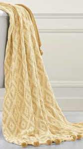 Bohemian Decorative Handmade <b>Pom</b>-<b>pom</b> Blanket Wholesale Woven Throw Blanket From India Super Luxurious <b>White</b> Cotton Blanket - Product Image 3