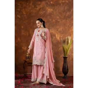 Designer Women's Sets Pure Chinon <b>Silk</b> <b>Top</b> Plazzo Dupatta for Party Wear - Product Image 6