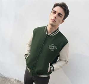 Dernière Collection 2026 : Blouson Teddy Homme avec Manches Crème, Col Rabattu, Fermeture Boutonnée, Style Preppy, Idéal Automne - Product Image 4