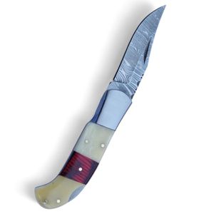 Hunting Folding Knives Handmade Damascus <b>Steel</b> Blade Compact <b>Outdoor</b> Pocket Utility Tool with Durable Decorative Ergonomic - Product Image 1