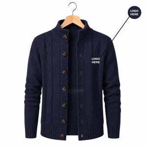 Cosh International Sorority Sisterhood Acrylic Navy Blue Knitted <b>Cardigan</b> Long Sleeve Turtleneck <b>Button</b> Front Classic Style - Product Image 5