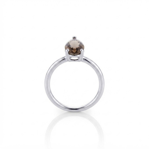 Anillo Elegante Rhaya Jewels, Chapado en Rodio, Plata de Ley 925, Corte Pera, Cuarzo Ahumado, Engaste de Garras, Clásico, Delicado, Moderno, para Mujer - Product Image 3