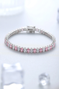 Pulsera de Lujo de Plata 925 de Alta Calidad con Diamantes Rosados y Blancos de Corte Ovalado Cultivados en Laboratorio, Certificados por IGI, para Uso Diario de Mujeres - Product Image 2