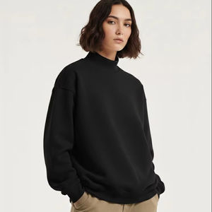 Pull molletonné surdimensionné à col montant en polyester et coton, couleur unie, automne/hiver, personnalisable OEM, haute qualité - Product Image 1