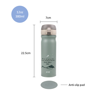 Botella Moderna de Acero Inoxidable 18/8 de 380 ml con Revestimiento de Porcelana, Aislamiento al Vacío de Doble Pared, Retención de Frío de 8-10 Horas, Tapa Abatible - Product Image 5