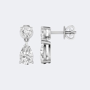Boucles d'oreilles en diamant cultivé en laboratoire de 2,25 CTW, taille brillant multi-formes, pour femmes, en argent sterling 925, couleur E F, qualité VS VVS, bijoux de luxe, cadeau - Product Image 2