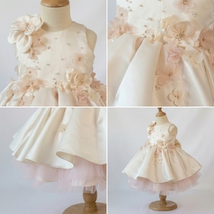 Robe de Princesse de Luxe Régale en Satin Ivoire avec Fleurs 3D et Perles, Robe de Soirée Formelle pour Filles, Tenue d'Occasion pour Enfants, Personnalisable - Product Image 4