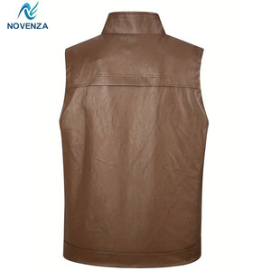 Gilet en cuir pour motard, pour homme, décontracté, hiver, design classique, fermeture éclair, durable, imperméable, léger, gilet tendance pour la conduite - Product Image 2