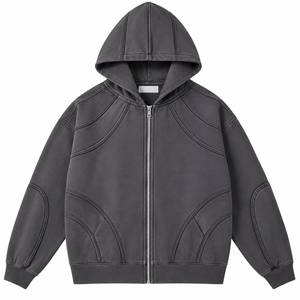 Men's Dark <b>Grey</b> <b>Zip</b> <b>Up</b> <b>Hoodie</b> Casual Regular Fit Solid Color Full <b>Zip</b> Sweatshirt - Product Image 1