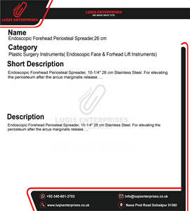 Espaciador Periostal Endoscópico para Frente de 26 cm, Acero Inoxidable, Instrumento Quirúrgico para Endoscopia y Cirugía Plástica Facial - Product Image 5
