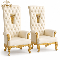 Chaises de mariage à dossier haut pour mariés, fauteuils de luxe dorés et blancs de style trône royal pour hôtels, banquets et événements sur scène