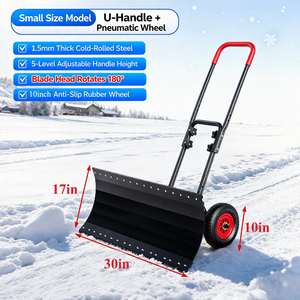 Pala quitanieves de acero de 30 pulgadas de ancho con ruedas, hoja y mango ajustables, pala de nieve de acero para entrada de vehículos y uso exterior ODGWTO014 - Product Image 2