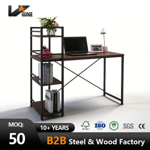 Bureau d'ordinateur moderne et durable avec étagère et tiroir, gain de place, plateau en MDF, structure métallique pour bureau à domicile - Product Image 1