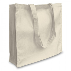 Sac fourre-tout en toile de coton naturel 8oz, taille moyenne, avec longues poignées d'épaule, soufflet, personnalisable, écologique, cadeau, vente en gros - Product Image 2