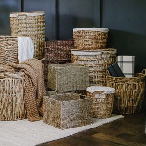 AVAILABLE Water <b>Hyacinth</b> <b>Basket</b> for Laundry Storage Eco Friendly Household Arrangement Daily Use Sustainable Plant Fiber Box - Product Image 4