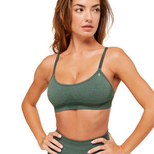 Custom Logo Women Obsidian Green Seamless Sports Bra Nylon Spandex Marl Vital Yoga Top <b>Light</b> Support Gym Fitness Workout Wear - Product Image 4