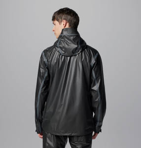 Veste de pluie professionnelle noire pour homme, coupe-vent, fermeture éclair, légère, imperméable, toutes saisons, avec capuche - Product Image 2