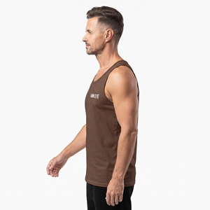 Men's Lightweight Workout <b>Vest</b> <b>Brown</b> Sleeveless Gym Tank <b>Top</b> Crew Neck Fitness Training Athletic Sportswear - Product Image 3