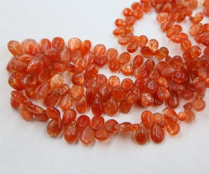 ลูกปัดหินซันสโตนสีส้มธรรมชาติทรงหยดน้ำแบบเรียบสำหรับทำเครื่องประดับ - Product Image 3