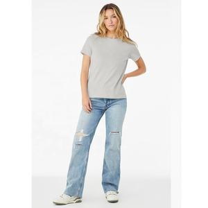 Bella Canvas, camiseta de Jersey de Color plateado para mujer, camiseta transpirable de algodón de manga corta, cuello redondo, patrón 3D, Agujero hueco - Product Image 2