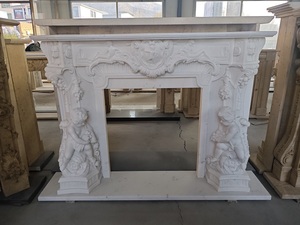 Chimenea <span class=keywords><strong>de</strong></span> Mármol Blanco Natural con Ángeles para <span class=keywords><strong>Decoración</strong></span> del Hogar, Precio <span class=keywords><strong>de</strong></span> Fábrica - Product Image 1