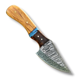 Cuchillo de Caza Nórdico de Acero de Damasco con Funda, Hoja Entera, Cuchillo de Camping con Mango de Madera, Grado Industrial, OEM Personalizado - Product Image 1