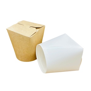 Biodegradable Food Grade Eco-friendly 2-Layer Flexo <b>Printed</b> Cylinder Self Erecting Kraft Paper Disposable Lunch & Bento Box - Product Image 2