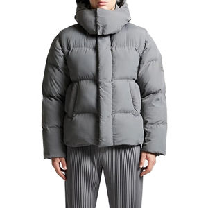 Chaqueta Acolchada Extra Grande de Diseño de Lujo, Abrigo Gris Minimalista de Corte Cuadrado con Cuello Alto para Hombre, Ropa de Calle de Invierno OEM Económica - Product Image 1