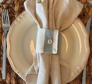 Anneaux de serviette en lin, options de couleurs sauge, rose, gris, anneaux de serviette faits à la main pour cocktail, mariage - Product Image 3