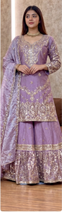 Salwar Kameez Tradicional Indio-Pakistaní para Mujer, Bordado en Seda, para Bodas, Largo hasta el Tobillo, Corte Regular, Elástico - Product Image 3