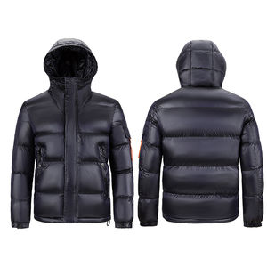 Chaqueta Acolchada Negra Brillante de Cuello Alto para Hombre, Chaqueta Térmica Cortavientos con Capucha, Abrigo de Burbujas para Invierno, Prenda Exterior de Moda, Chaquetas para Hombre en Tendencia - Product Image 2