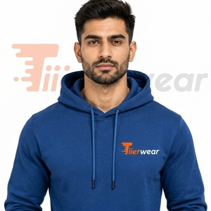 Ensemble de survêtement bleu à capuche pour homme 100 % coton, couleur unie, décontracté, coupe régulière, longueur intégrale, pour l'automne - Product Image 5