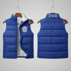 Veste matelassée à capuche Zeta Phi Beta Sorority & Fraternity, formelle, écologique, coupe-vent, avec broderie de lettres grecques - Product Image 1