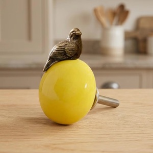 Resin Wood Metal <b>Bird</b> <b>Perched</b> Cabinet Knob Eco-Friendly Grey Gold Accent Modern Multi-Function Kitchen Living Room Handle - Product Image 1
