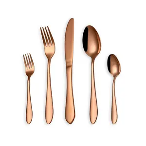现代金属玫瑰金餐具餐具5件套实心不锈钢厨具套装礼品餐具