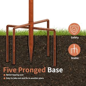 Bain d'oiseaux moderne en métal martelé, décor de jardin extérieur, mangeoire à oiseaux sur piédestal en métal avec base à piquet pour la décoration de la cour, de la pelouse et du jardin - Product Image 4