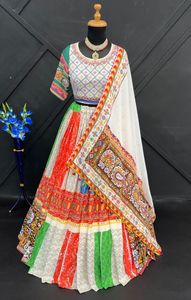 Designer Silk Multicolor Navratri <b>Lehenga</b> Choli with Dupatta for Women | Traditional Gujarati Garba Chaniya Choli for Party - Product Image 3