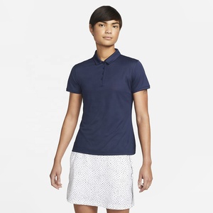 Polo pour femme sur mesure, bleu marine, à manches courtes, couleur unie, tricoté, respirant, style décontracté, idéal pour l'été et le golf - Product Image 1