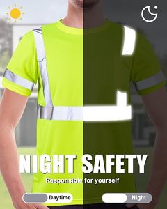 Safety ANSI Class 2 Reflective Polo Shirt Hi Vi <b>Construction</b> Short Sleeve T-Shirt Workwear with Reflective Tape - Product Image 6