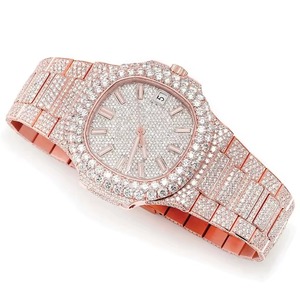 Montre unisexe de luxe en acier inoxydable avec diamants Moissanite, style Hip Hop, bracelet en acier, cadeau d'anniversaire parfait - Product Image 2