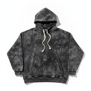 Sweat à capuche noir délavé en molleton bouclette, pull décontracté avec poche avant, idéal pour l'automne, anti-boulochage, 320 g/m², coupe oversize pour homme - Product Image 1