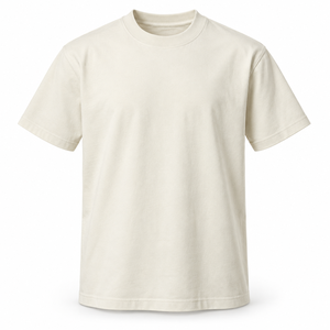 275gsm Ring Spun Tee <b>Cream</b> Heavyweight Plain Cotton Crew Neck Regular Fit <b>Shirt</b> Men Private Label Apparel - Product Image 4
