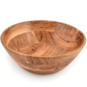 Cuenco Grande de Madera Hecho a Mano, Cuenco Redondo de Madera de Acacia, Cuencos Antiguos para Cocina y Cena, Cuencos Ecológicos de Madera para Servir Ensaladas - Product Image 1