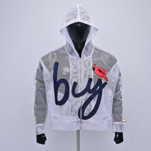 Sudadera con Capucha y Cremallera para Hombre, Diseño Personalizado, Bordada, Transpirable, Informal, de Verano, con Diseño de Pájaro Cardenal Blanco y Letras, 100% Algodón - Product Image 1