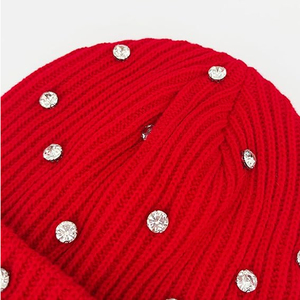 Wholesale Black Rhinestone Beanie <b>Hat</b> Rib Knit <b>Winter</b> Cap Unisex Soft Warm Skull Cap Custom Print Logo <b>Hat</b> - Product Image 2