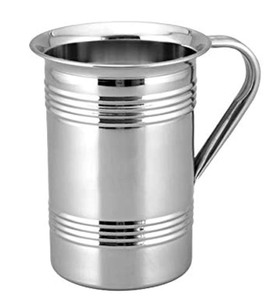 Carafe à eau en acier inoxydable au design simple et classique, écologique, avec poignée en acier, capacité de 1,8 L, 100 % faite à la main, couleur argent, pour la maison - Product Image 1