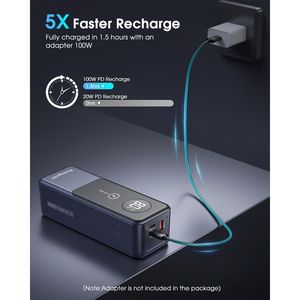 27000mAh ad alta capacità 120W PD ricarica rapida USB C 3 porta Power Bank batteria per telefoni cellulari tablet portatili - Product Image 3