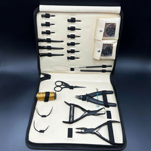 Pince à micro-anneaux professionnelle en acier inoxydable de qualité chirurgicale noir mat, kit d'outils pour extensions capillaires, coupe-micro-anneaux - Product Image 6